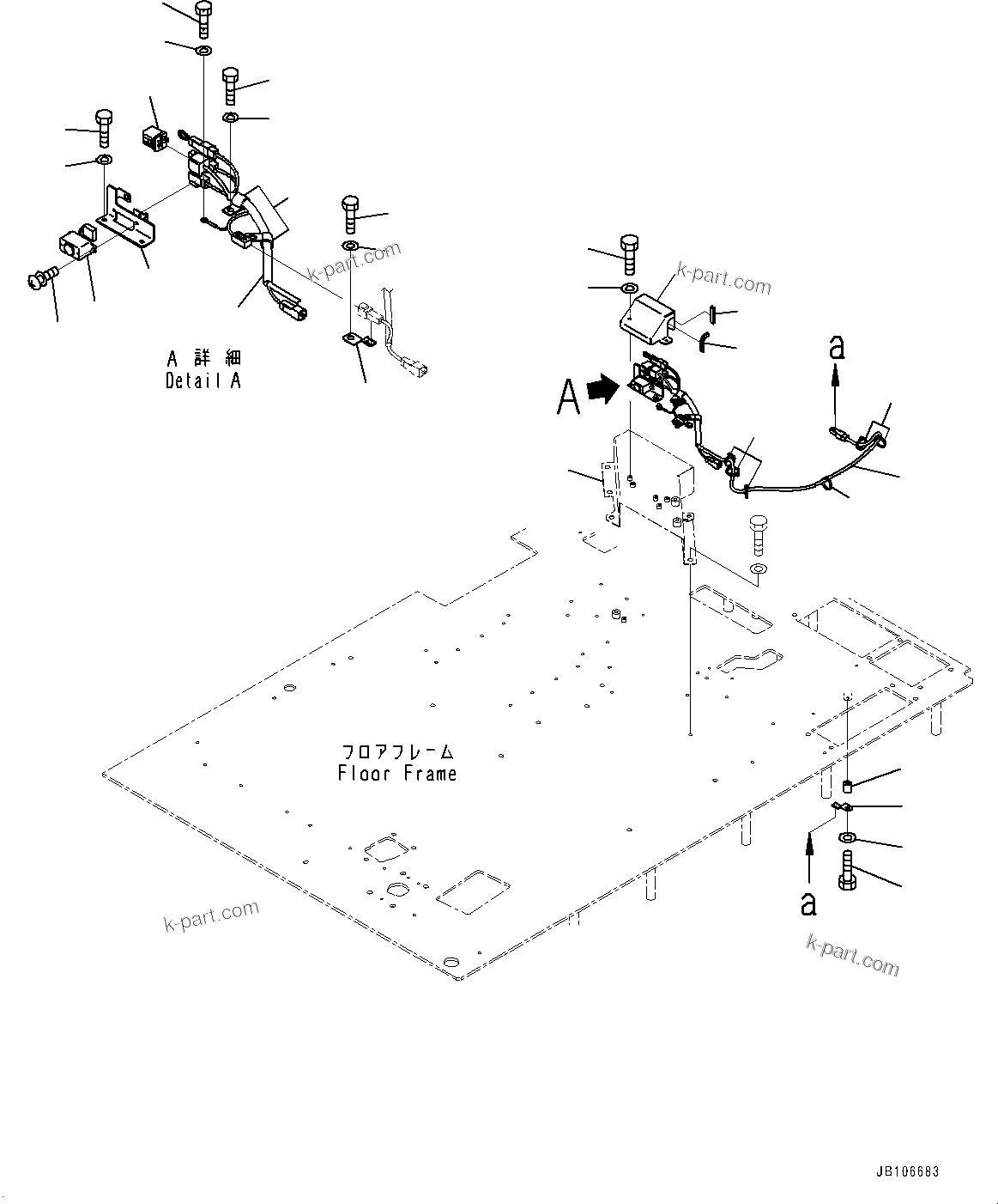 Komatsu parts book diagram for HD605-10 S/N 60001-UP: CAB OPTION SWITCH, SEAT BELT REMINDER LAMP RELATED PARTS (FLASH LAMP WHEN SEAT BELT IS FASTENED)(#60001-)