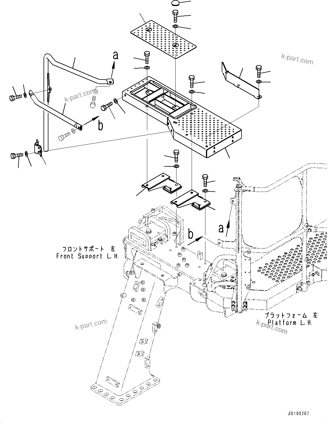 Komatsu parts book diagram for HD605-10 S/N 60001-UP: CAB RELATED, STEP AND HANDRAIL(#60001-)