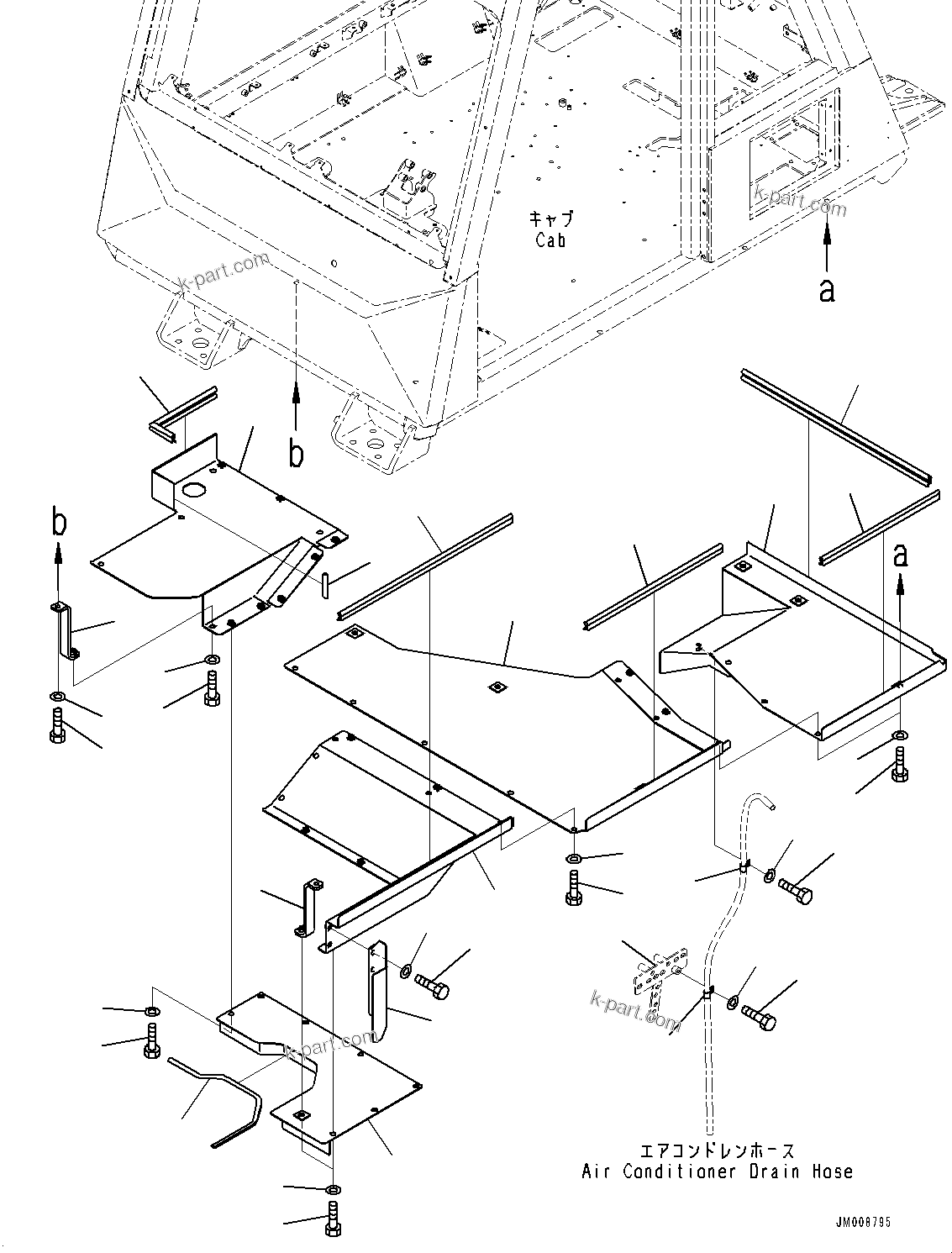 Komatsu parts book diagram for HD605-10 S/N 60001-UP: CAB RELATED, UNDER COVER(#60001-60002)