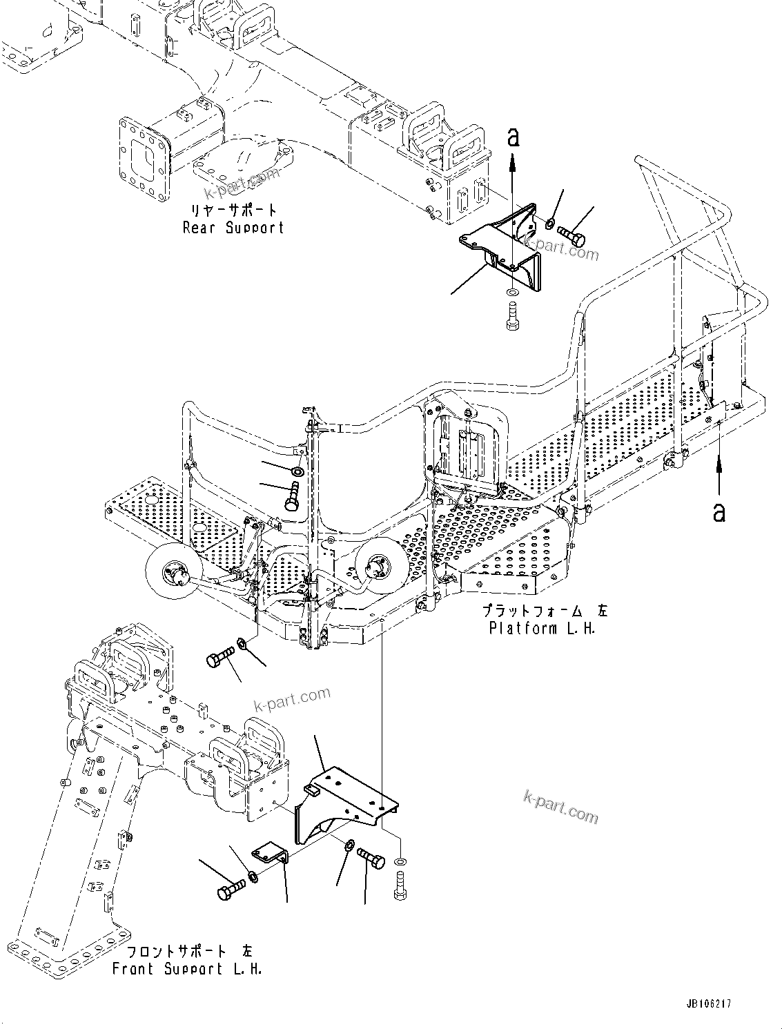 Komatsu parts book diagram for HD605-10 S/N 60001-UP: CAB RELATED, STEP MOUNTING(#60001-)