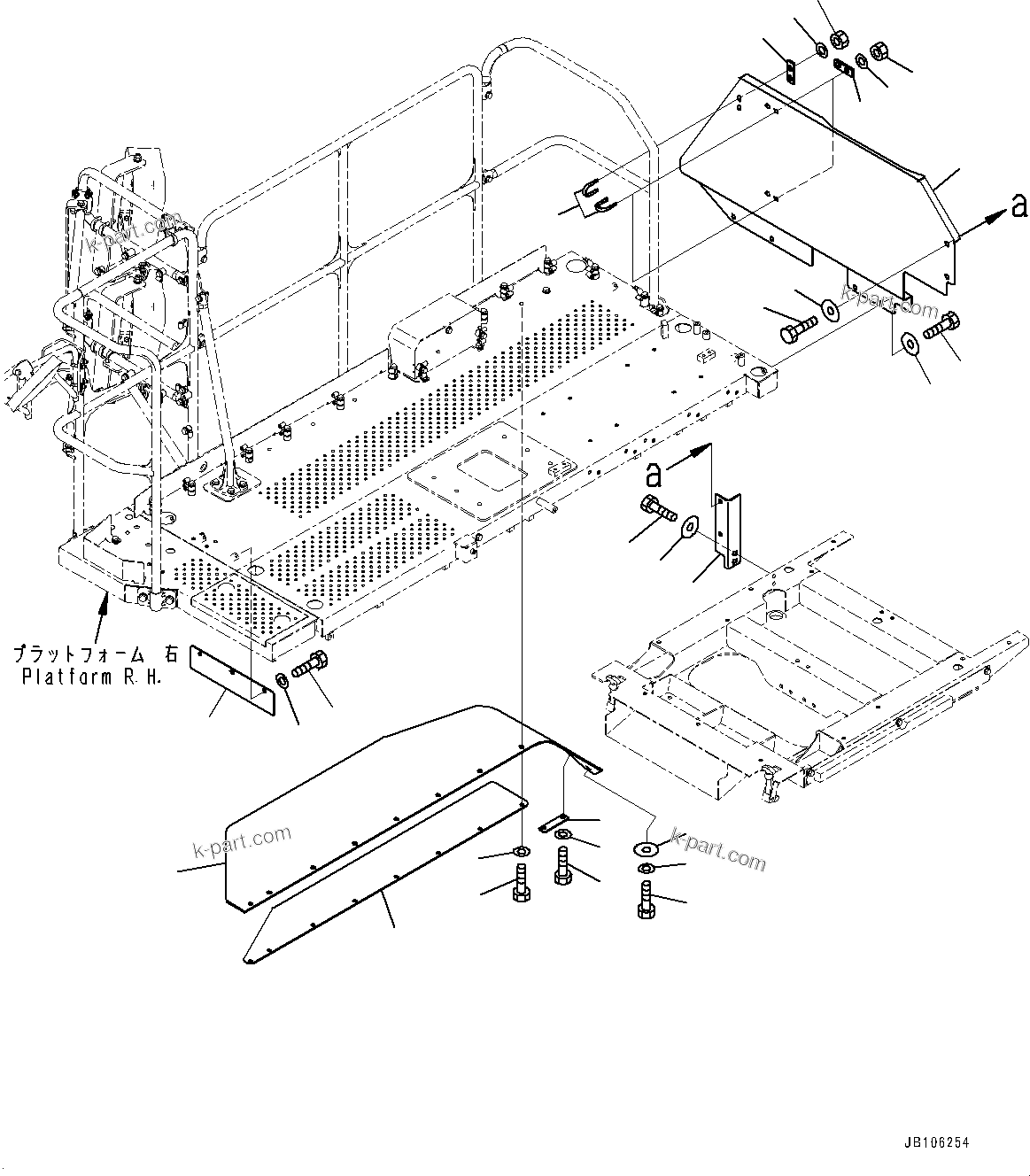Komatsu parts book diagram for HD605-10 S/N 60001-UP: PLATFORM GUARD, R.H.(#60001-)