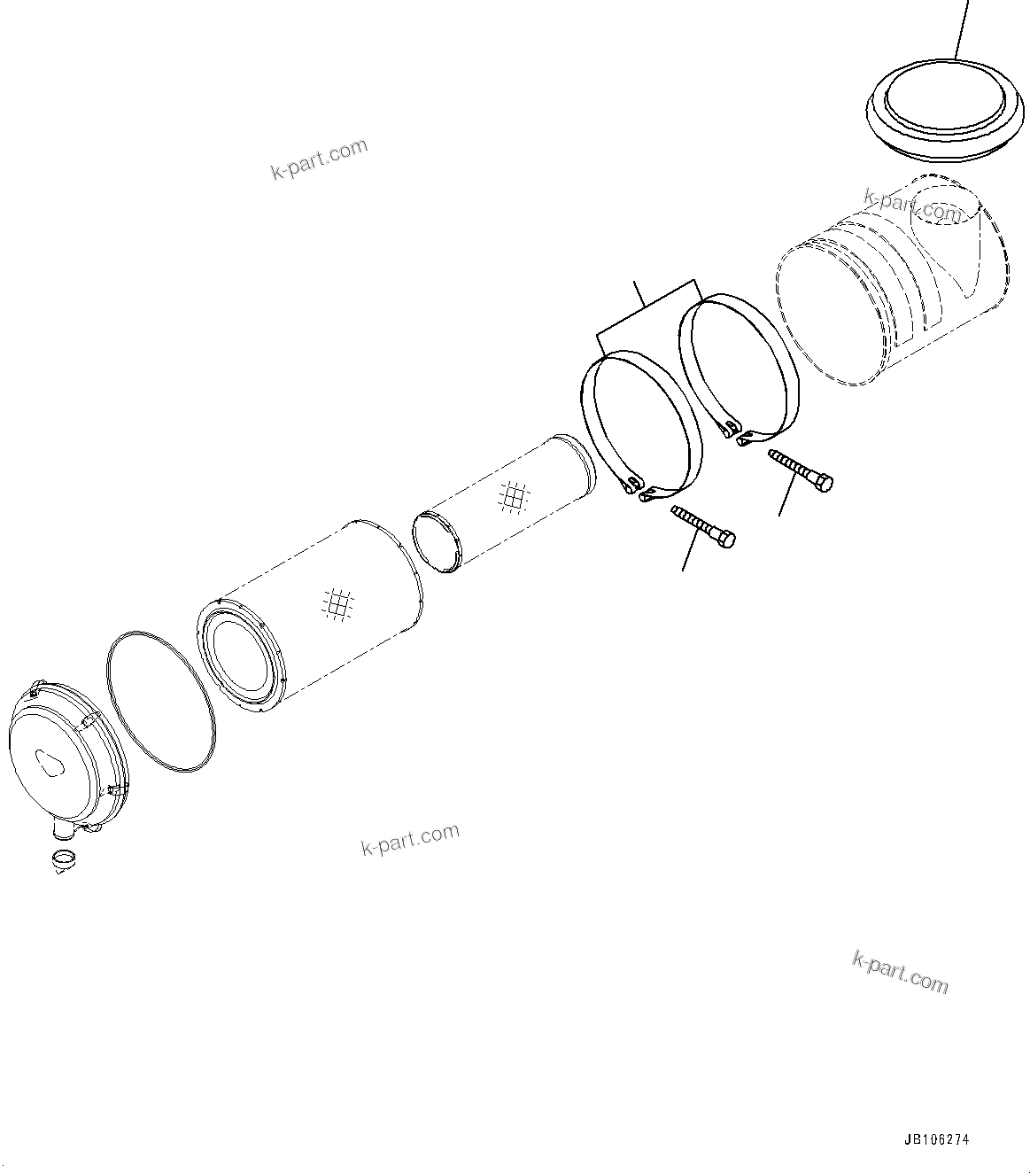 Komatsu parts book diagram for HD605-10 S/N 60001-UP: PLATFORM GROUP, AIR CLEANER RELATED PARTS(#60001-)