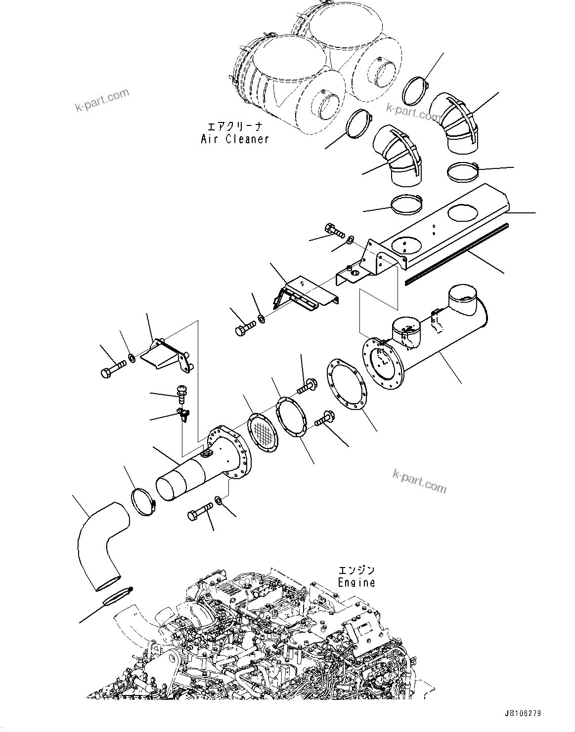 Komatsu parts book diagram for HD605-10 S/N 60001-UP: PLATFORM GROUP, AIR INTAKE PIPING(#60001-)