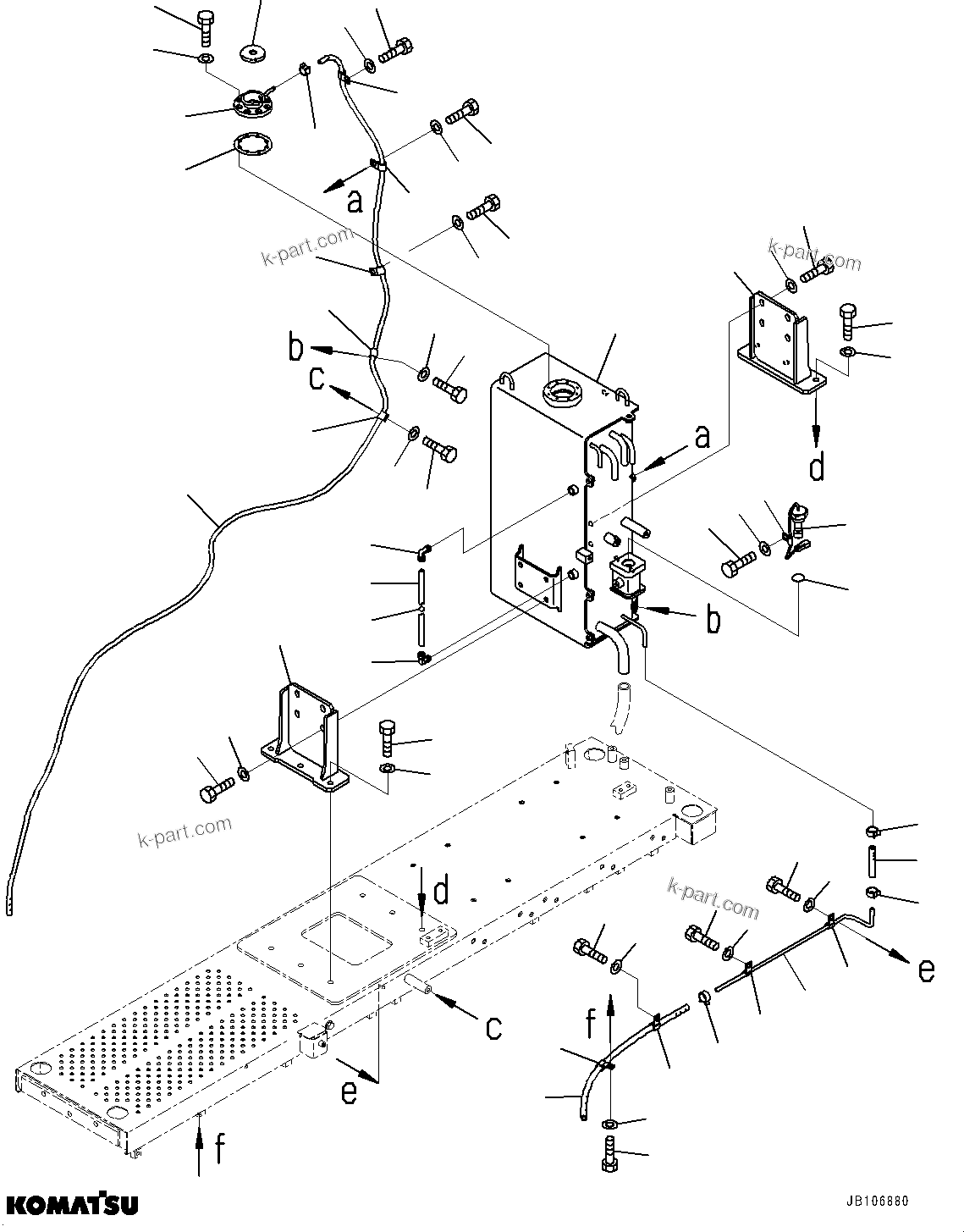 Komatsu parts book diagram for HD605-10 S/N 60001-UP: PLATFORM GROUP, SUB-TANK(#60001-)