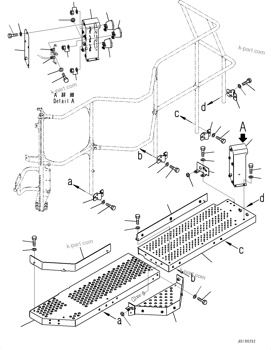 Komatsu parts book diagram for HD605-10 S/N 60001-UP: SIDE PLATFORM, L.H.(#60001-)