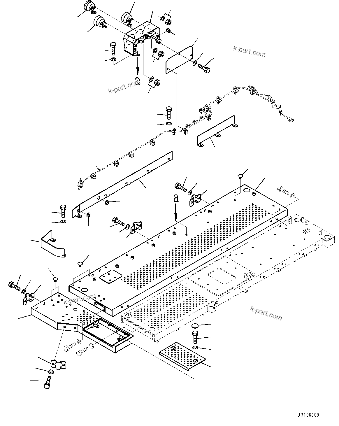 Komatsu parts book diagram for HD605-10 S/N 60001-UP: SIDE PLATFORM, R.H.(#60001-)