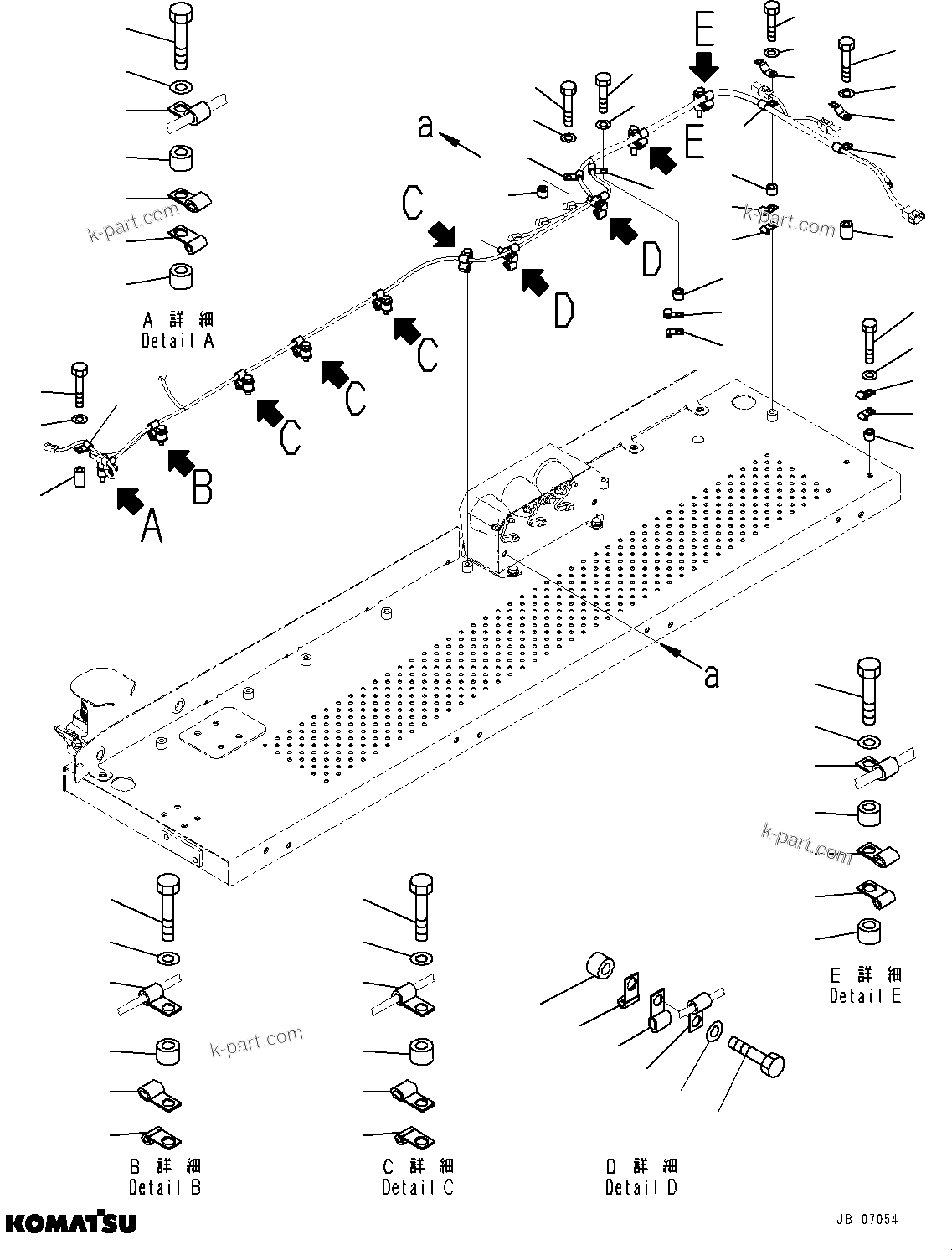 Komatsu parts book diagram for HD605-10 S/N 60001-UP: SIDE PLATFORM, WIRING HARNESS MOUNTING, R.H.(#60080-)