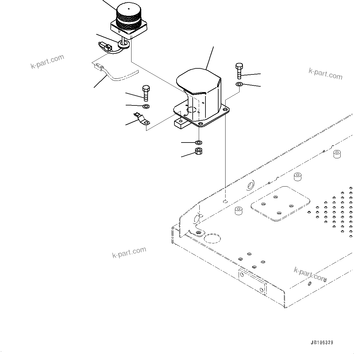 Komatsu parts book diagram for HD605-10 S/N 60001-UP: SIDE PLATFORM, AMBER REVOLVING LAMP(#60001-)