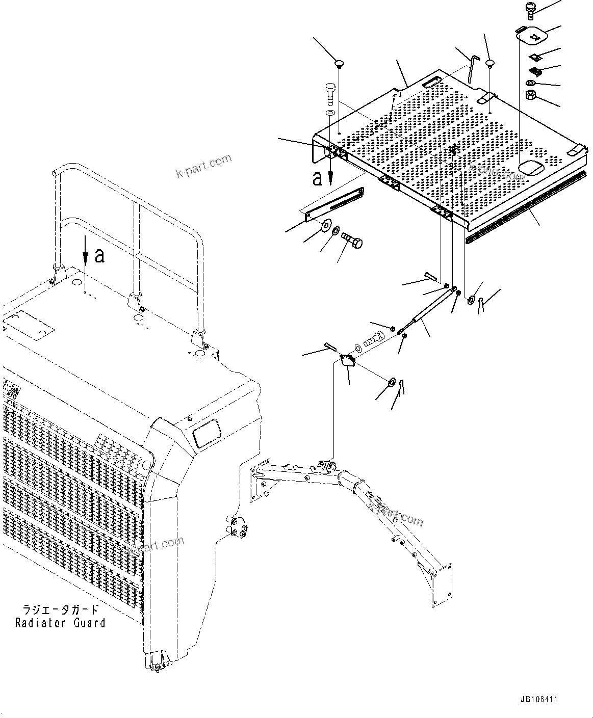 Komatsu parts book diagram for HD605-10 S/N 60001-UP: HOOD, HOOD MOUNTING(#60001-)