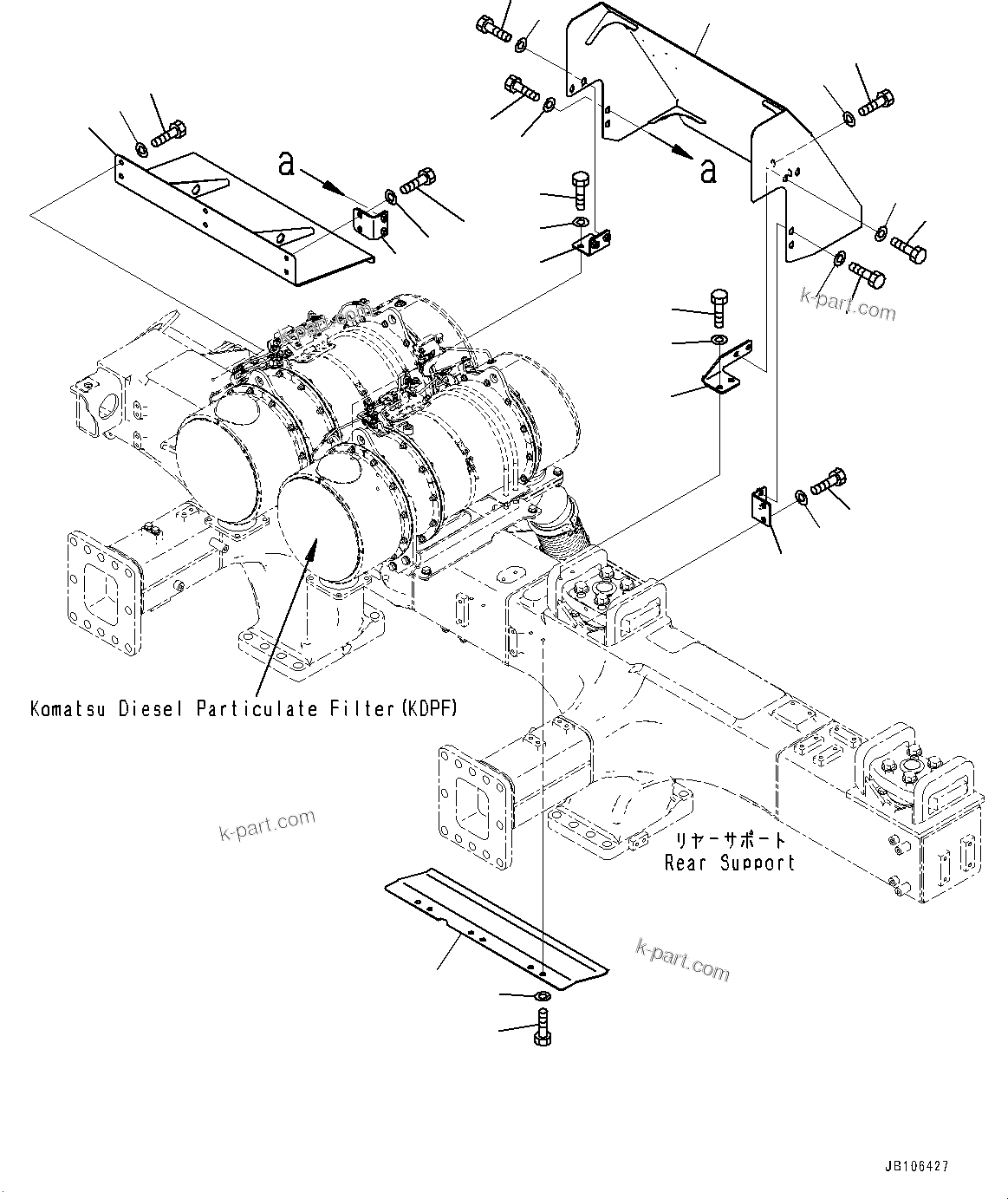 Komatsu parts book diagram for HD605-10 S/N 60001-UP: FIRE PROTECTION, EXHAUST PIPING COVER(#60001-)