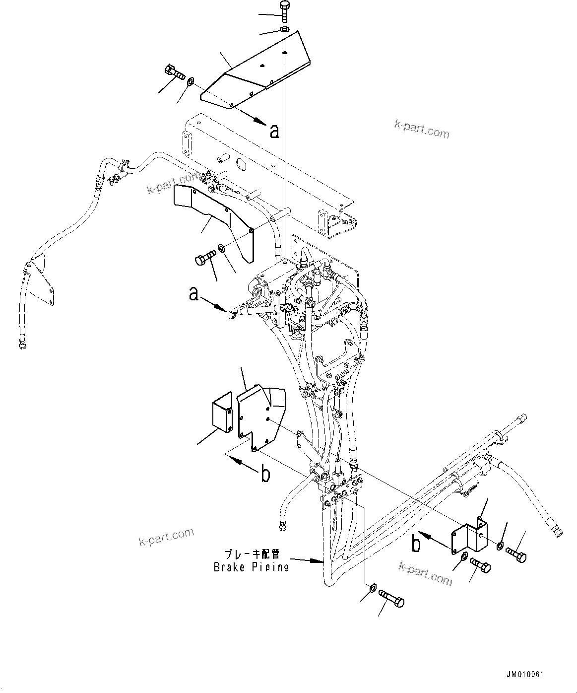 Komatsu parts book diagram for HD605-10 S/N 60001-UP: FIRE PROTECTION, BRAKE PIPING COVER(#60001-)