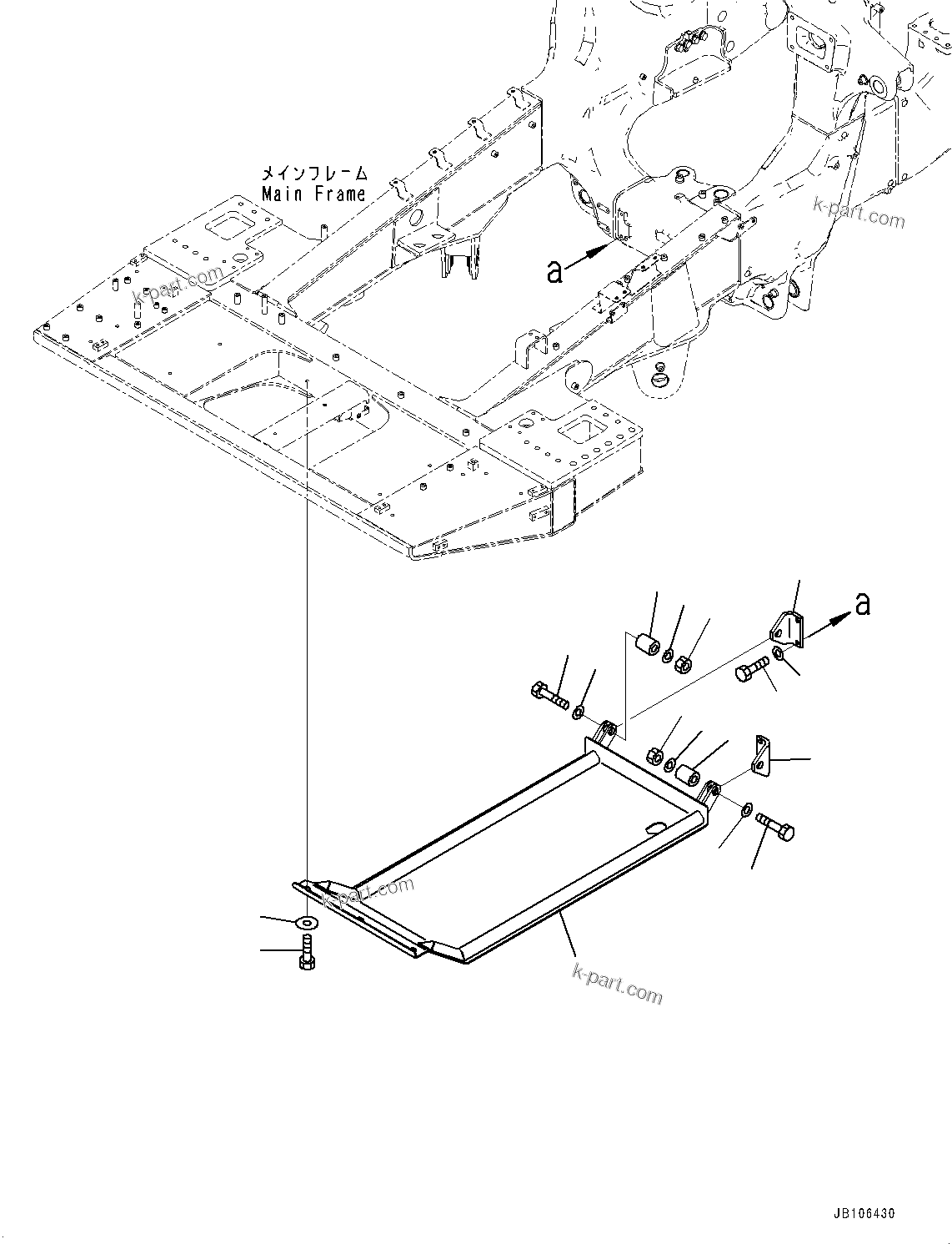 Komatsu parts book diagram for HD605-10 S/N 60001-UP: ENGINE UNDER GUARD, GUARD(#60001-)