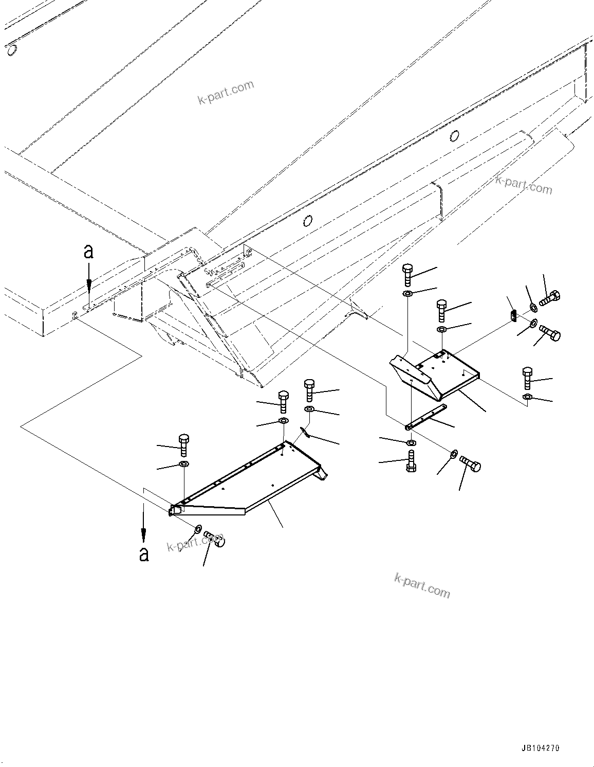 Komatsu parts book diagram for HD605-10 S/N 60001-UP: BODY, GUARD (WITH 40M3)(#60001-)