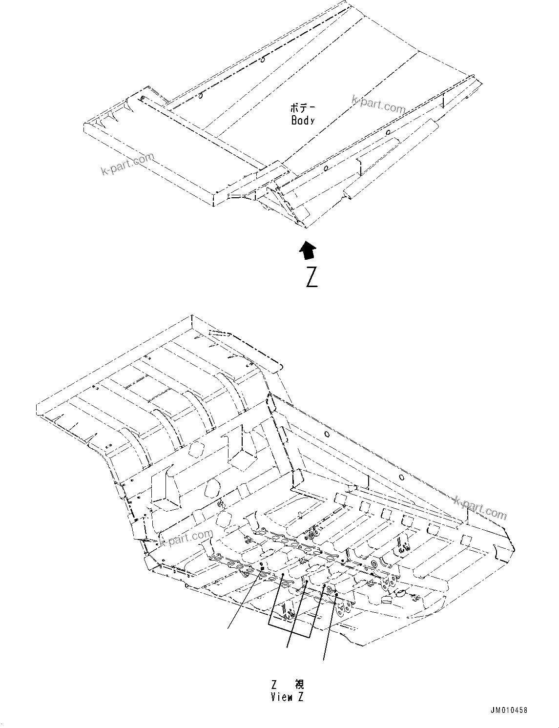 Komatsu parts book diagram for HD605-10 S/N 60001-UP: BODY, SEAT(#60001-)