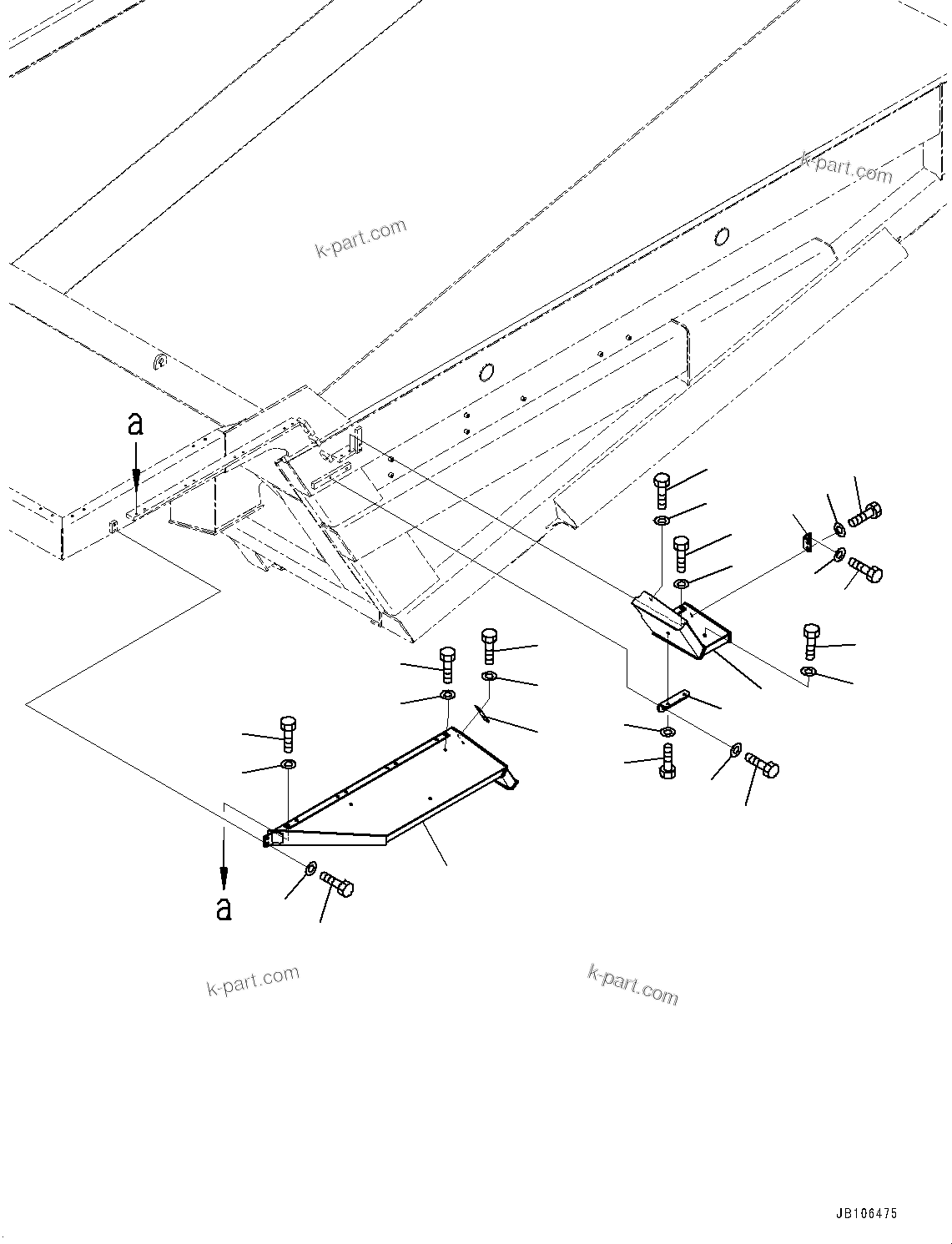 Komatsu parts book diagram for HD605-10 S/N 60001-UP: BODY, GUARD (WITH 43M3)(#60001-)