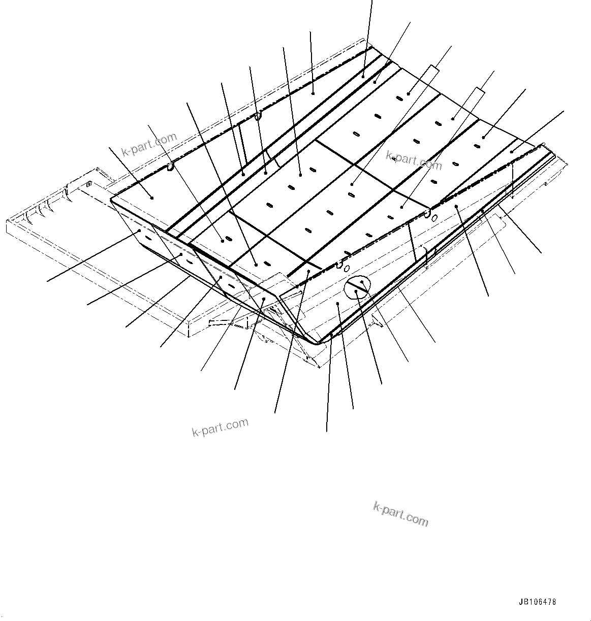 Komatsu parts book diagram for HD605-10 S/N 60001-UP: BODY, STEEL LINER(#60001-)