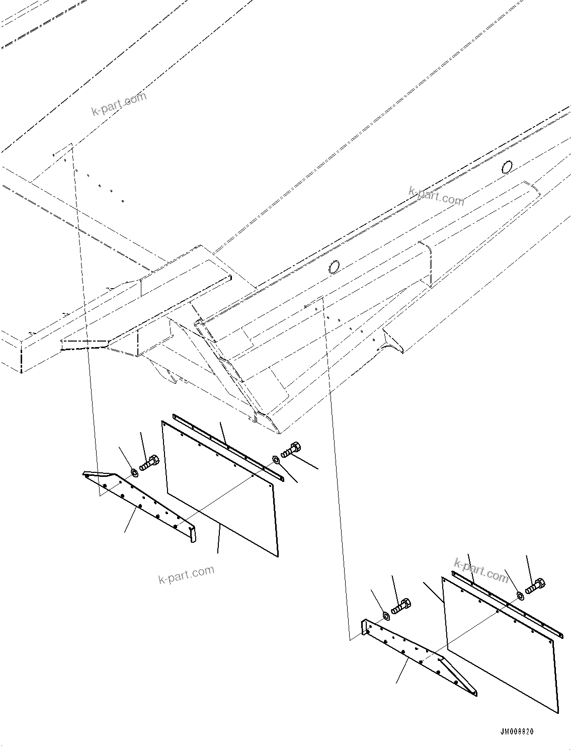 Komatsu parts book diagram for HD605-10 S/N 60001-UP: BODY RELATED PARTS, MUDGUARD(#60001-60039)
