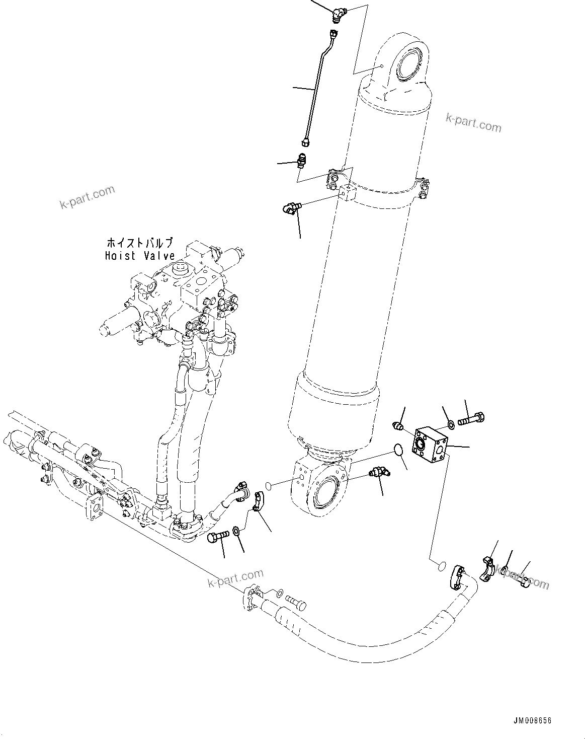 Komatsu parts book diagram for HD605-10 S/N 60001-UP: HOIST CYLINDER, RELATED PARTS, L.H.(#60001-)