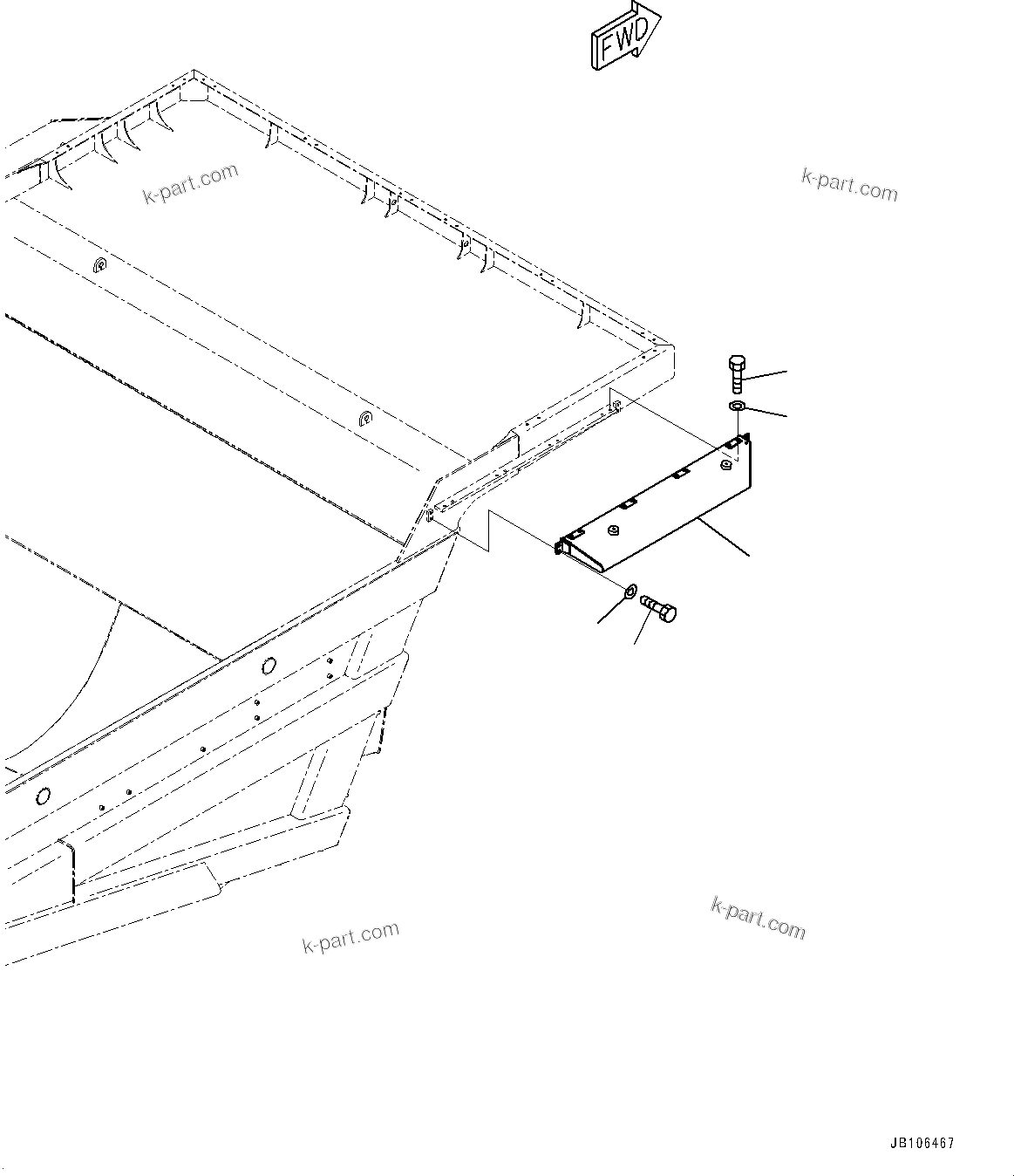Komatsu parts book diagram for HD605-10 S/N 60001-UP: PLATFORM GUARD, GUARD(#60001-)