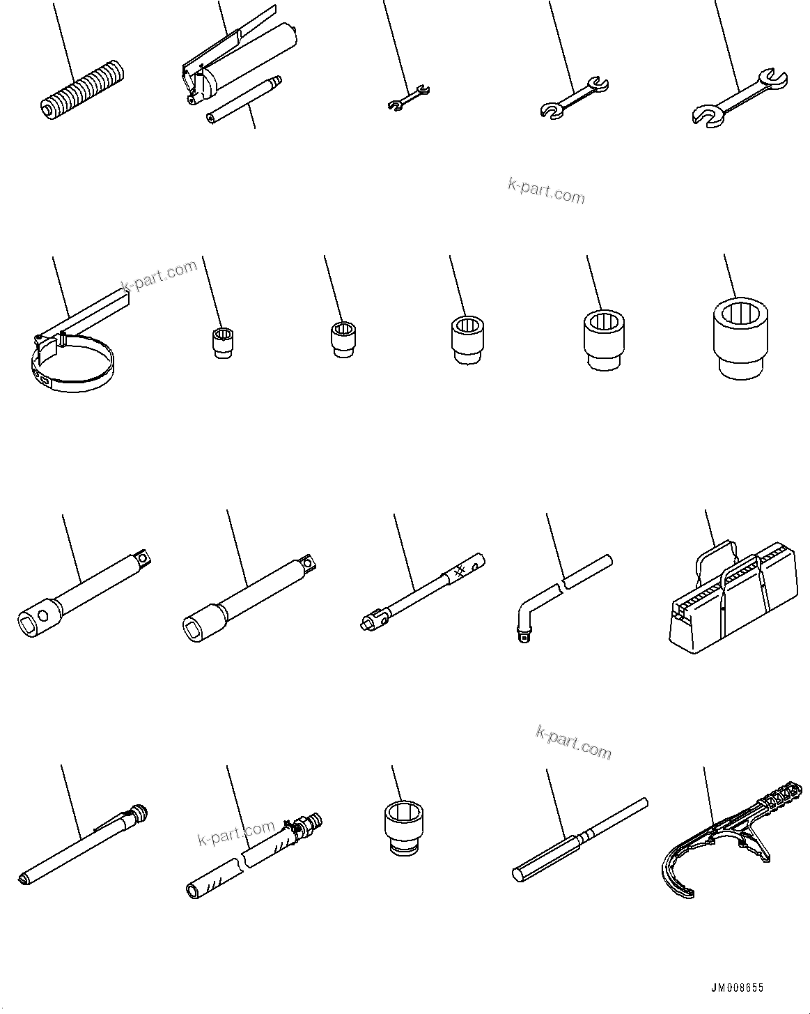 Komatsu parts book diagram for HD605-10 S/N 60001-UP: GENERAL TOOL SET, TOOL(#60001-)