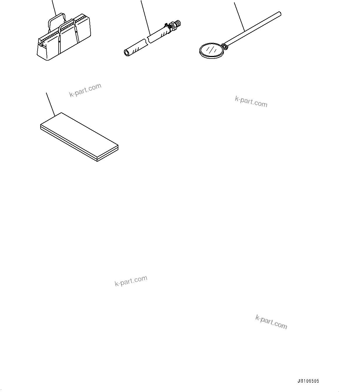 Komatsu parts book diagram for HD605-10 S/N 60001-UP: TOOL SET, MIRROR(#60001-)