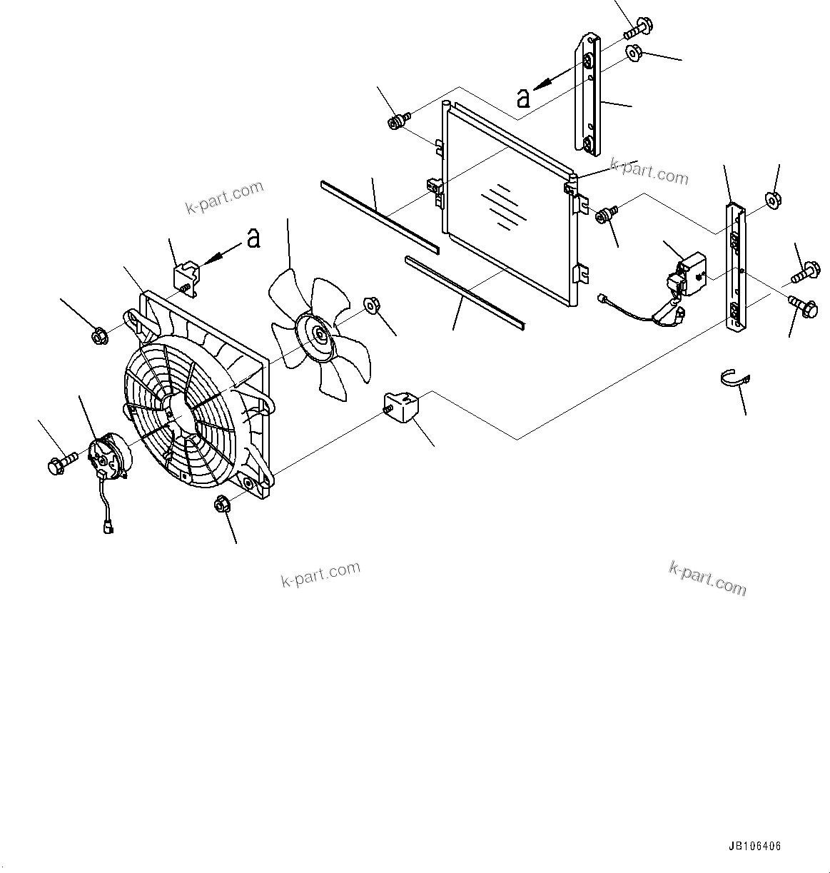 Komatsu parts book diagram for HD605-10 S/N 60001-UP: AIR CONDITIONER RELATED PARTS, AIR CONDITIONER CONDENSER UNIT (1/2) (L.H.)(#60001-)