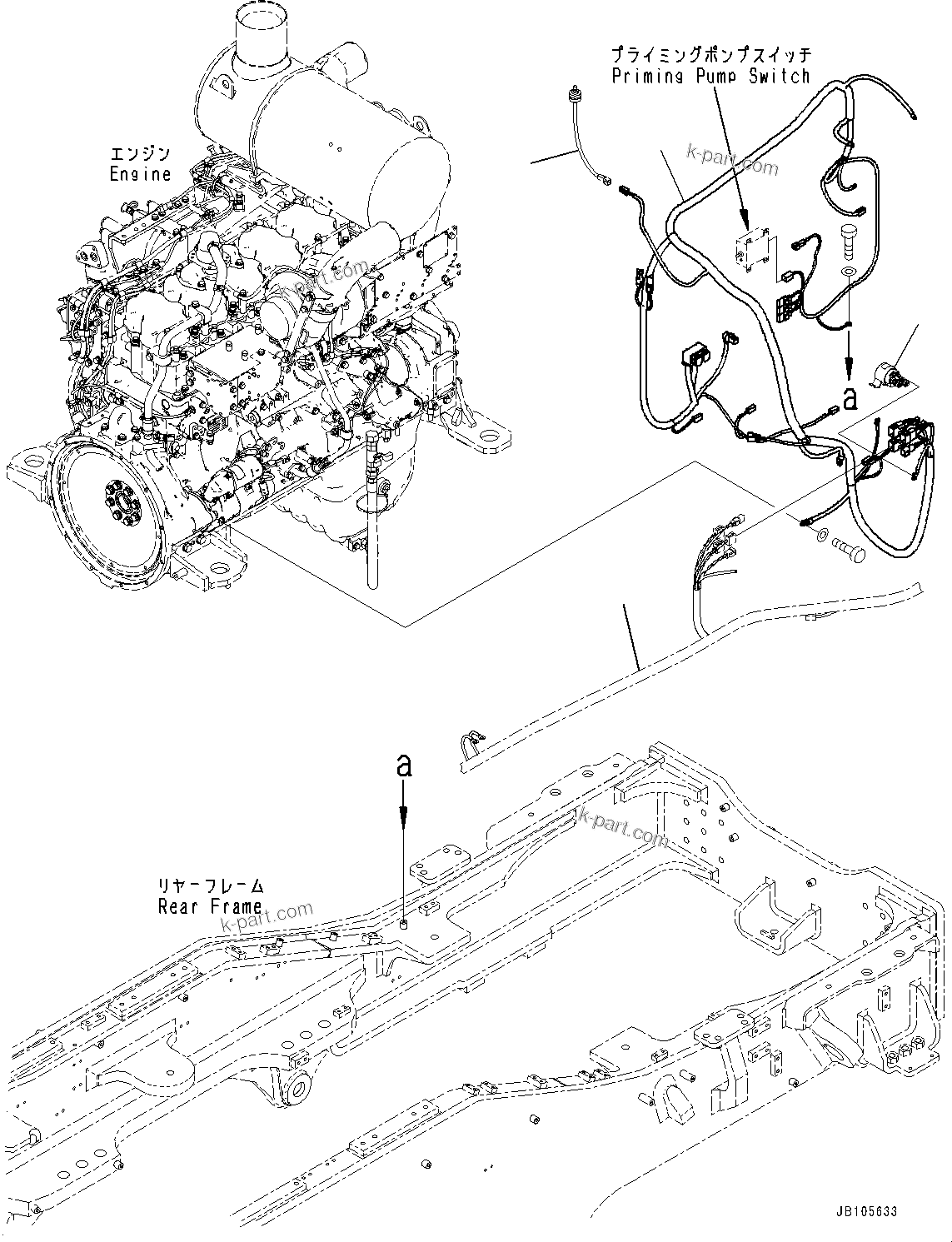 Komatsu parts book diagram for GD955-7M0 S/N 31001-UP: ENGINE, WIRING HARNESS(#30001-)