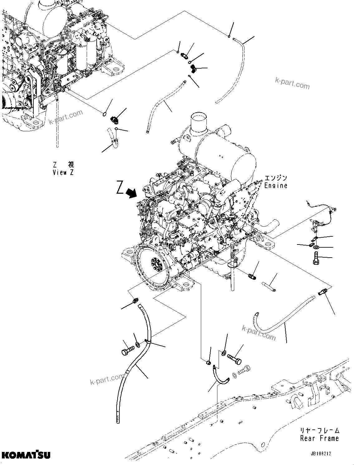 Komatsu parts book diagram for GD955-7M0 S/N 31001-UP: ENGINE, ENGINE RELATED PARTS(#30001-)