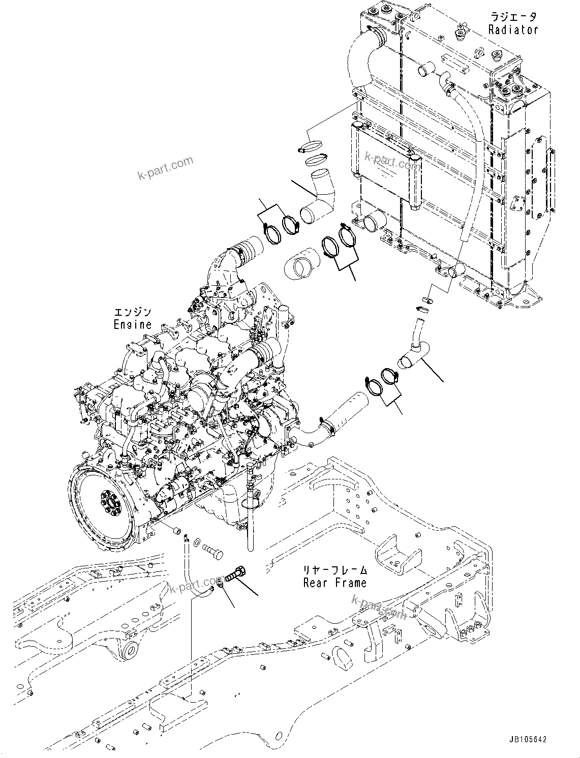 Komatsu parts book diagram for GD955-7M0 S/N 31001-UP: ENGINE, CLAMP(#30001-)