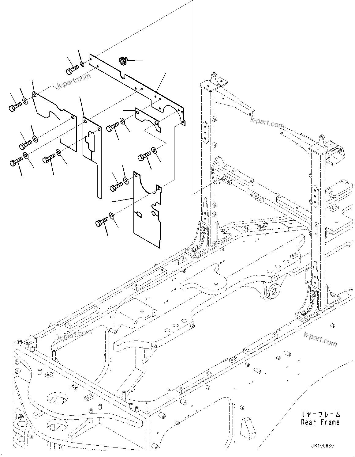 Komatsu parts book diagram for GD955-7M0 S/N 31001-UP: ENGINE RELATED PARTS, FIRE PROTECTION COVER, LOWER(#30001-)