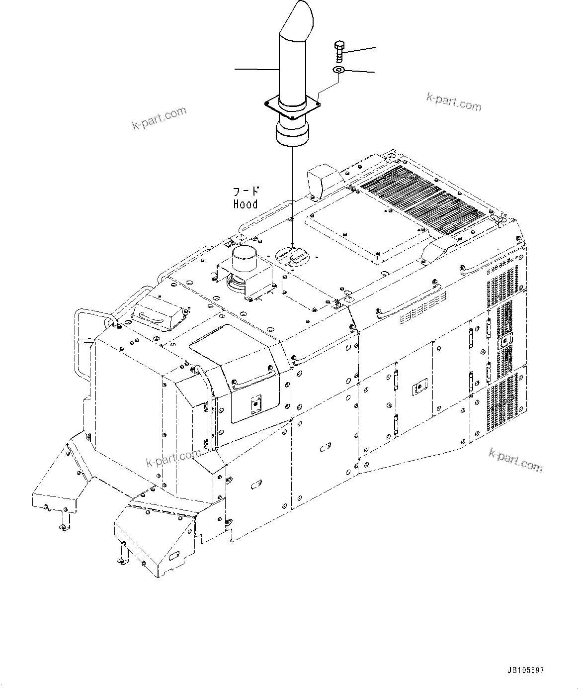Komatsu parts book diagram for GD955-7M0 S/N 31001-UP: ENGINE RELATED PARTS, MUFFLER(#30001-)