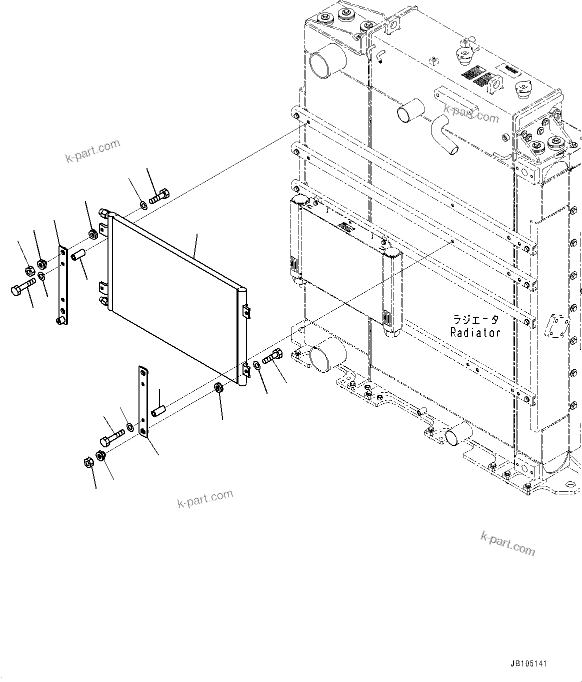 Komatsu parts book diagram for GD955-7M0 S/N 31001-UP: RADIATOR, CONDENSER(#30001-)