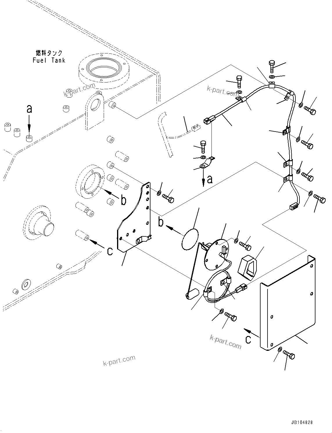 Komatsu parts book diagram for GD955-7M0 S/N 31001-UP: FUEL TANK, SENSOR(#30001-)