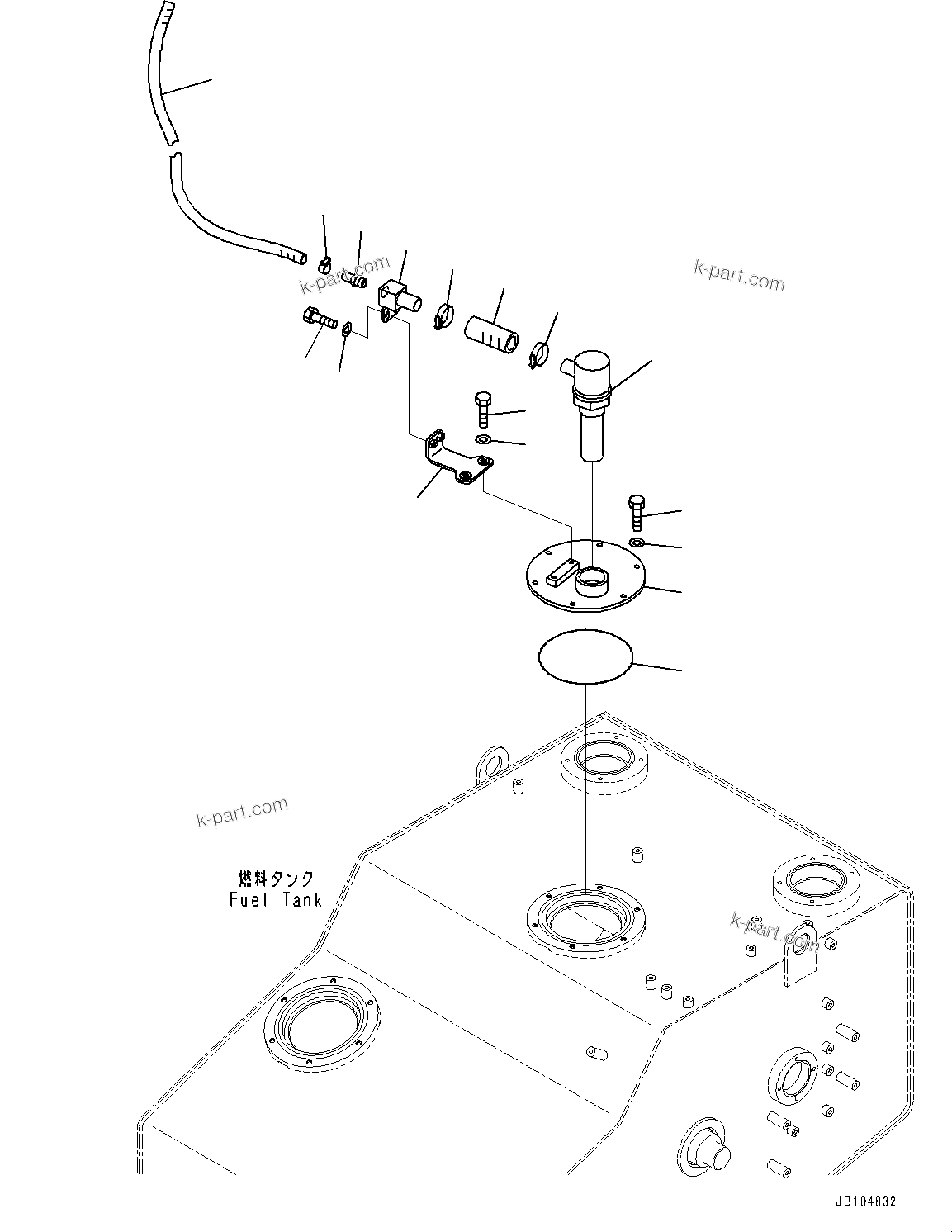 Komatsu parts book diagram for GD955-7M0 S/N 31001-UP: FUEL TANK, VENT(#30001-)