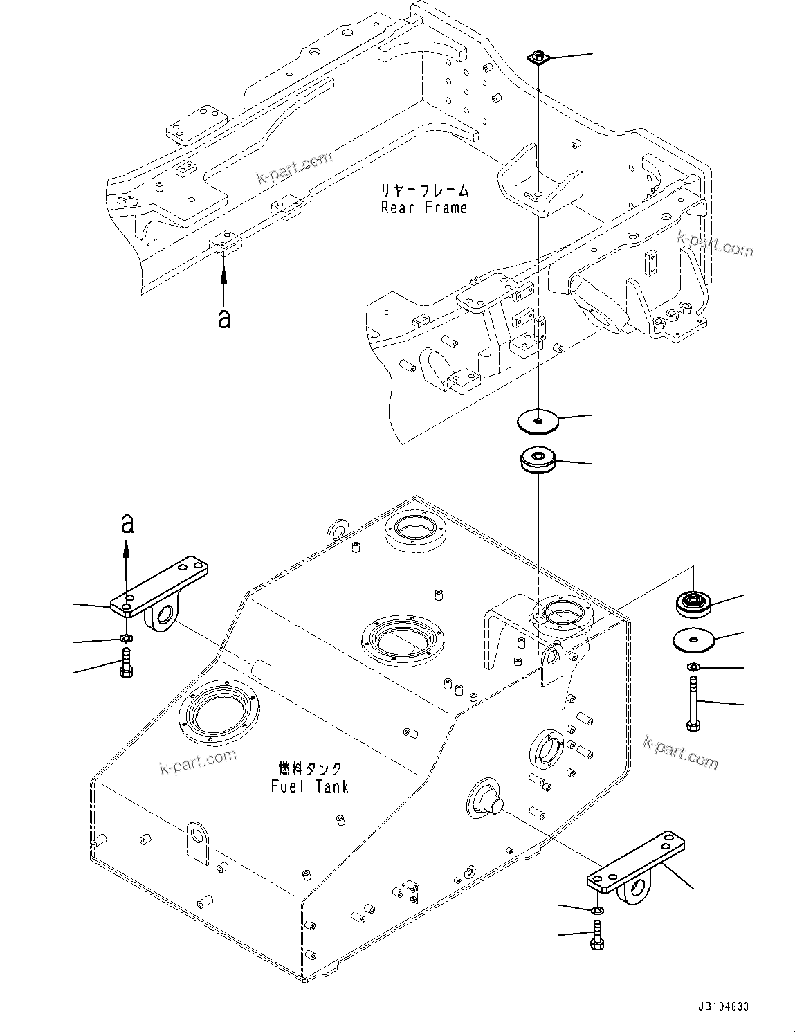 Komatsu parts book diagram for GD955-7M0 S/N 31001-UP: FUEL TANK, TANK MOUNTING(#30001-)
