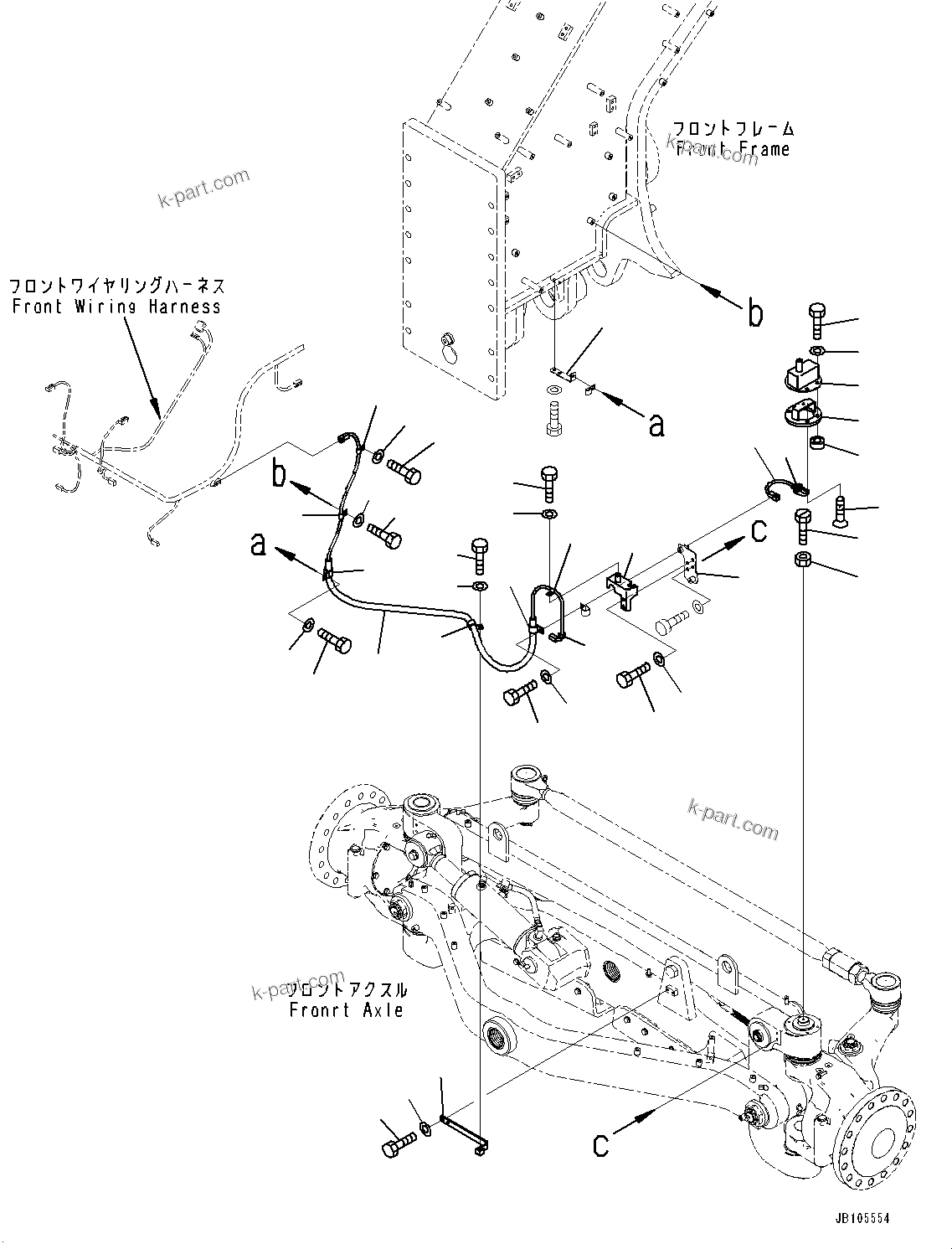 Komatsu parts book diagram for GD955-7M0 S/N 31001-UP: FRONT WIRING HARNESS, ANGLE SENSOR(#30001-)