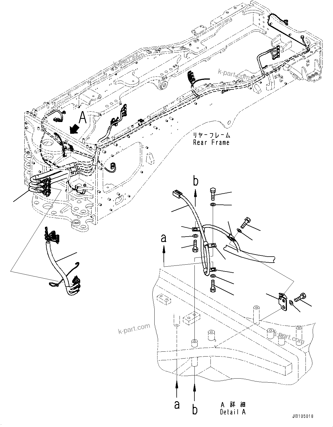 Komatsu parts book diagram for GD955-7M0 S/N 31001-UP: REAR WIRING HARNESS, REAR WIRING HARNESS(#30001-)