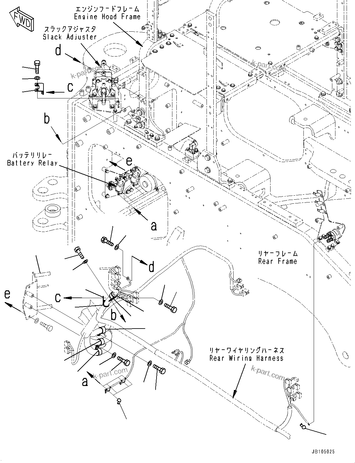 Komatsu parts book diagram for GD955-7M0 S/N 31001-UP: REAR WIRING HARNESS, WIRING HARNESS MOUNTING (7/7)(#30001-)