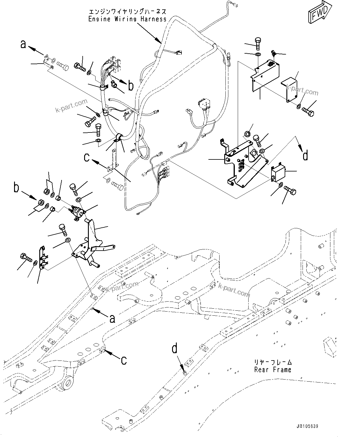 Komatsu parts book diagram for GD955-7M0 S/N 31001-UP: REAR WIRING HARNESS, SWITCH(#30001-30000)