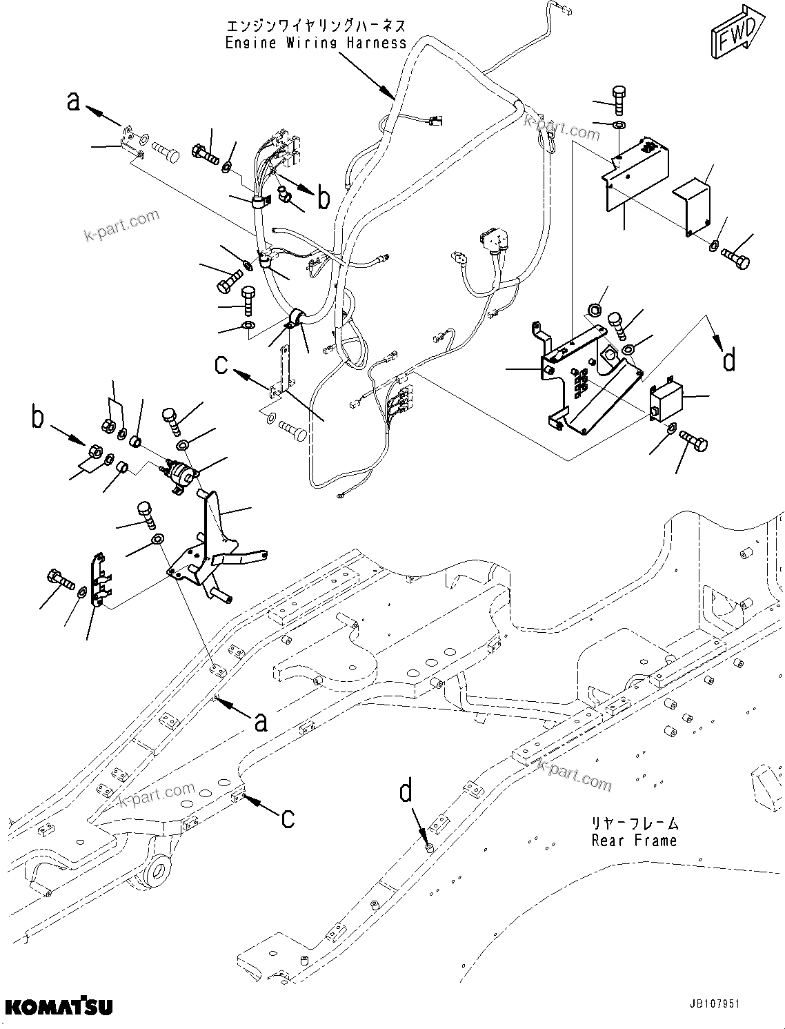 Komatsu parts book diagram for GD955-7M0 S/N 31001-UP: REAR WIRING HARNESS, SWITCH(#30001-)
