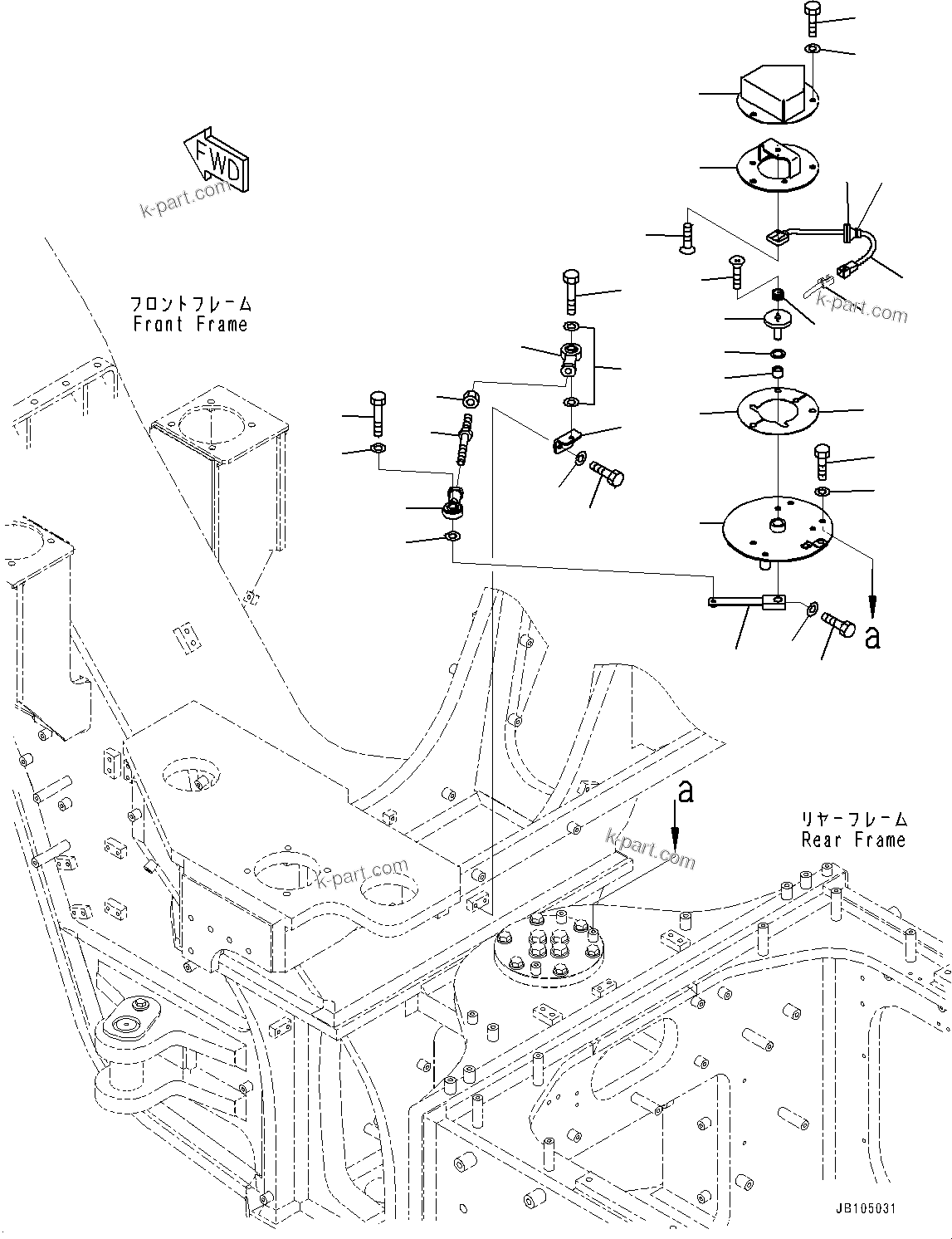 Komatsu parts book diagram for GD955-7M0 S/N 31001-UP: REAR WIRING HARNESS, ARTICULATE ANGLE SENSOR(#30001-)