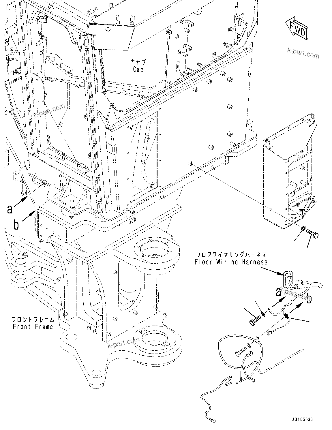 Komatsu parts book diagram for GD955-7M0 S/N 31001-UP: REAR WIRING HARNESS, BOLT(#30001-)