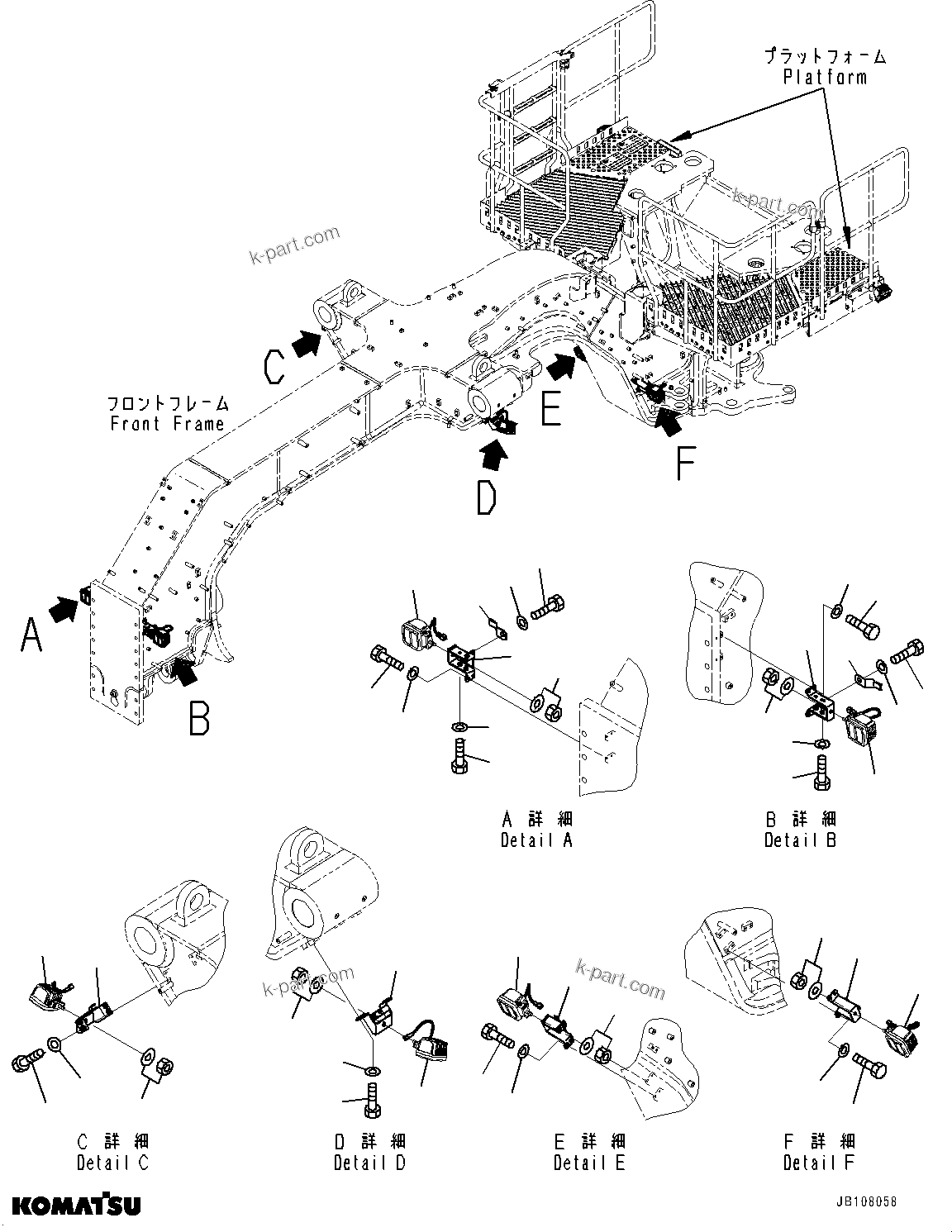 Komatsu parts book diagram for GD955-7M0 S/N 31001-UP: FRONT WORKING LAMP, (#30001-)