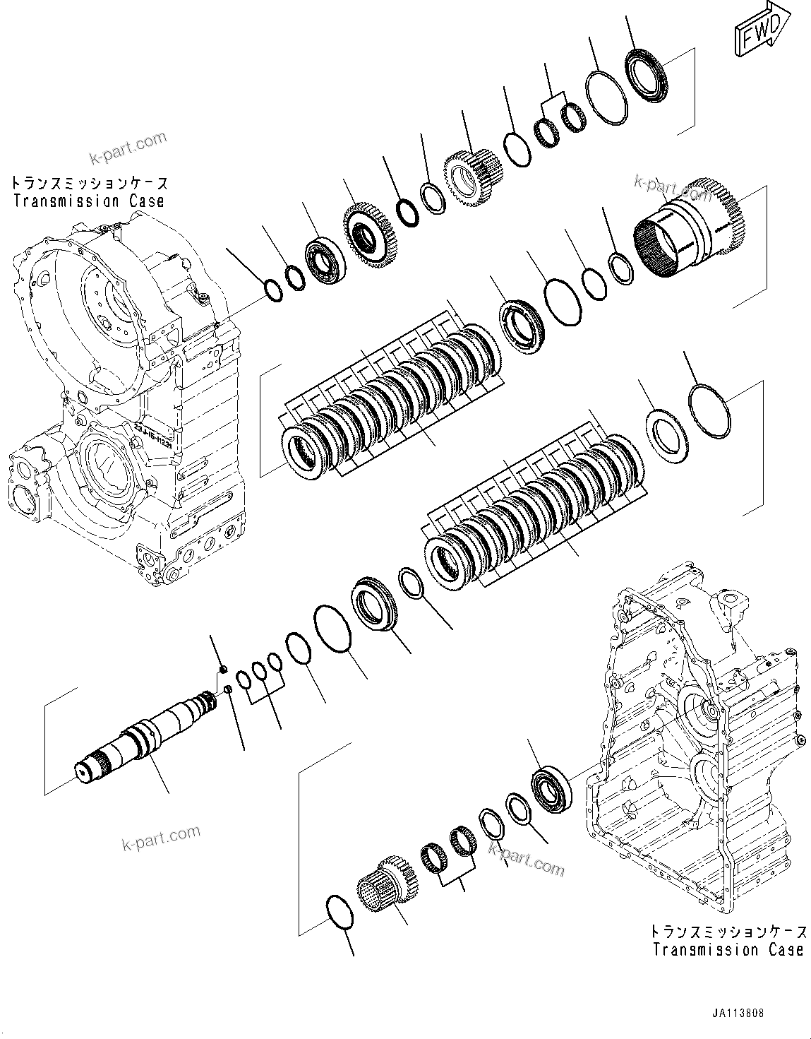 Komatsu parts book diagram for GD955-7M0 S/N 31001-UP: TORQUE CONVERTER AND TRANSMISSION, 1ST AND 2ND SPEED CLUTCH(#30001-)