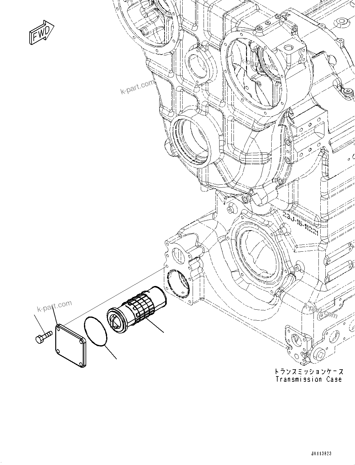 Komatsu parts book diagram for GD955-7M0 S/N 31001-UP: TORQUE CONVERTER AND TRANSMISSION, STRAINER(#30001-)