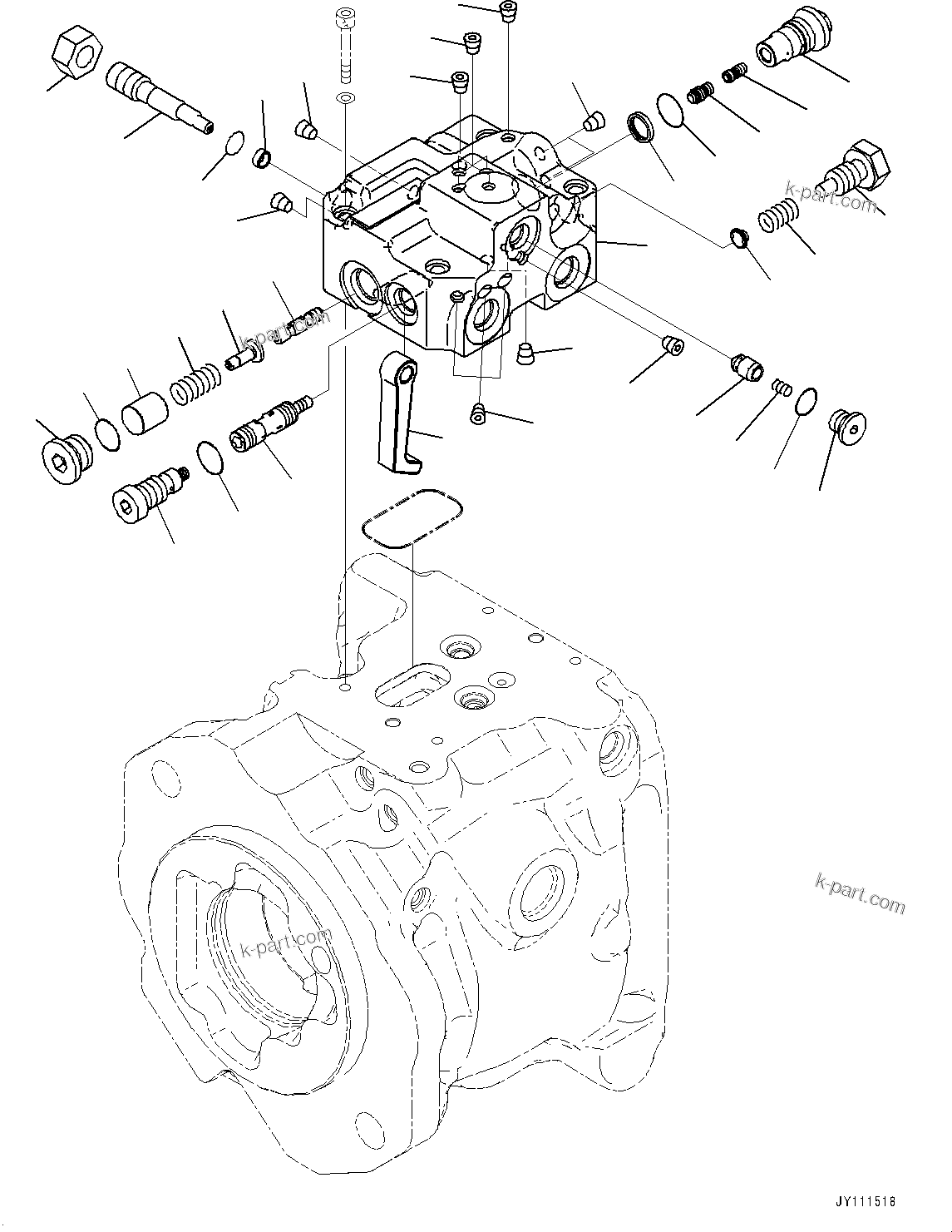 Komatsu parts book diagram for GD955-7M0 S/N 31001-UP: TORQUE CONVERTER AND TRANSMISSION, PISTON PUMP (3/14) (WORK EQUIPMENT PUMP)(#30001-)