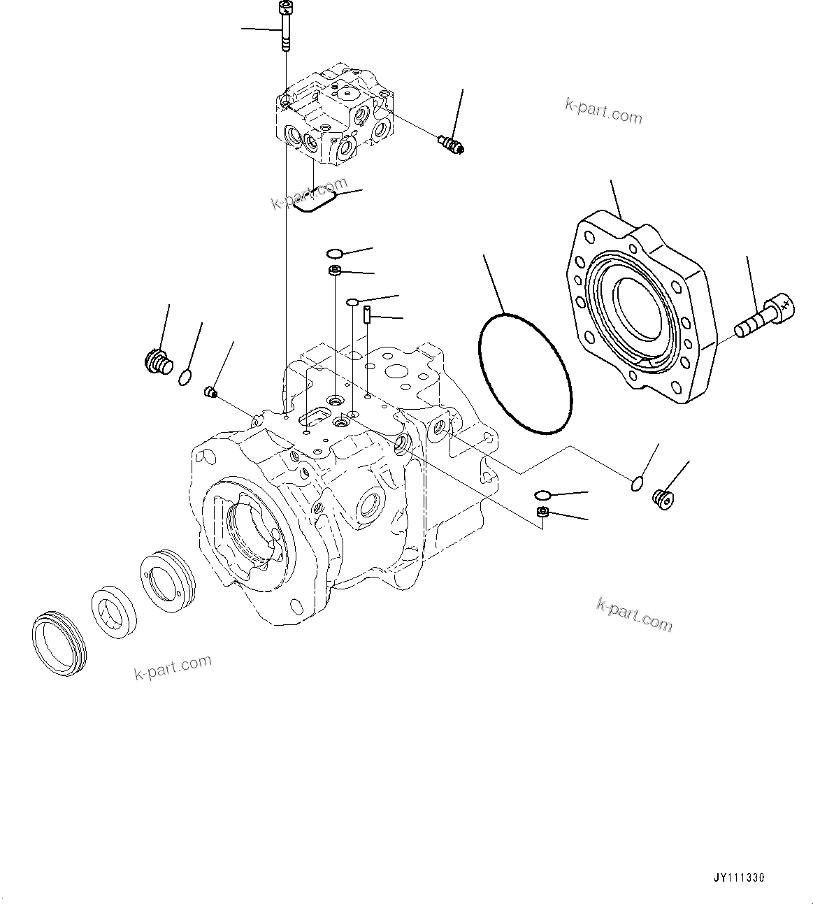 Komatsu parts book diagram for GD955-7M0 S/N 31001-UP: TORQUE CONVERTER AND TRANSMISSION, PISTON PUMP (4/14) (WORK EQUIPMENT PUMP)(#30001-)