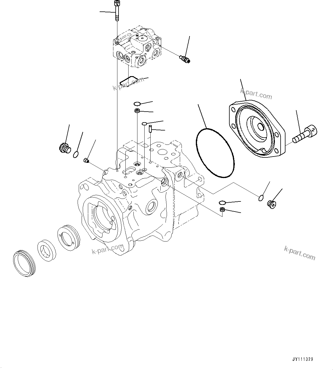 Komatsu parts book diagram for GD955-7M0 S/N 31001-UP: TORQUE CONVERTER AND TRANSMISSION, PISTON PUMP (8/14) (WORK EQUIPMENT PUMP)(#30001-)