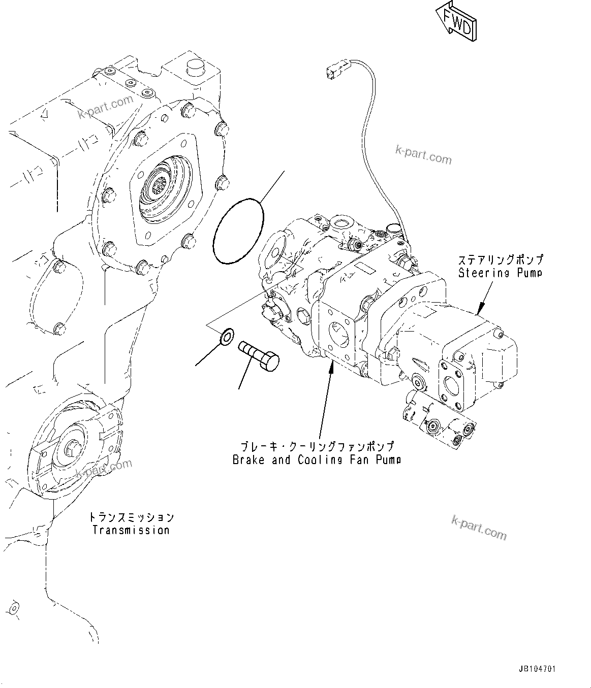 Komatsu parts book diagram for GD955-7M0 S/N 31001-UP: TORQUE CONVERTER AND TRANSMISSION, O-RING (2/3)(#30001-)