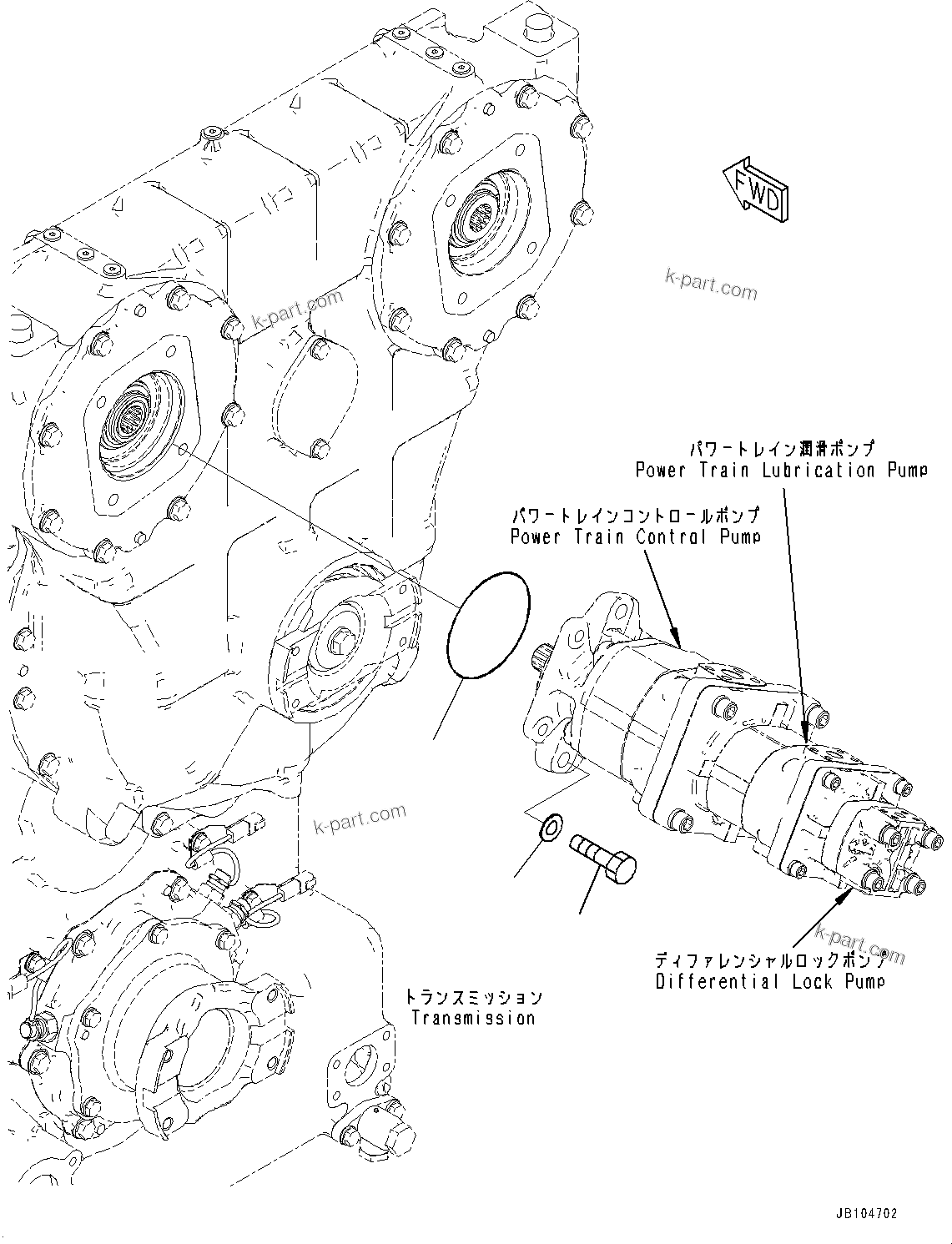 Komatsu parts book diagram for GD955-7M0 S/N 31001-UP: TORQUE CONVERTER AND TRANSMISSION, O-RING (3/3)(#30001-)